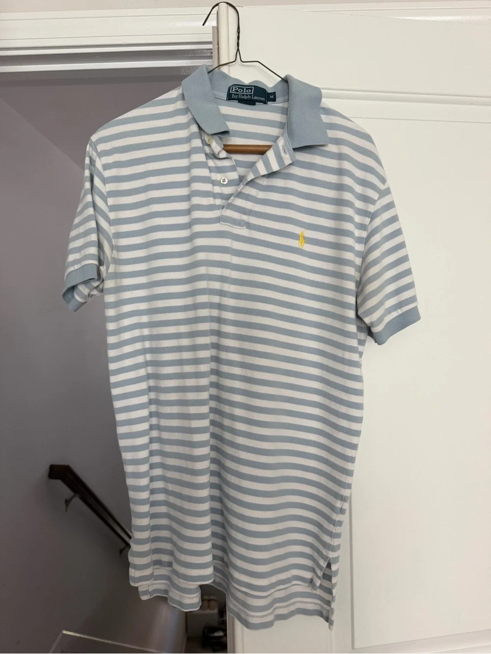 Polo by Ralph Lauren Pale Blue & White Striped Polo Shirt
